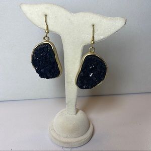 Kona Gold and Black Druzy Stone Earrings